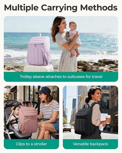 BAGSMART Diaper Bag Backpack, Large Baby Diaper Bag, Quilted Puffy Baby Bag for Mom with Quick-access Insulated Pockets, Lightweight Versatile Travel Backpack in Saudi Arabia