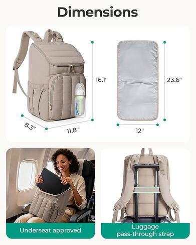 BAGSMART Diaper Bag Backpack, Large Baby Diaper Bag, Quilted Puffy Baby Bag for Mom with Quick-access Insulated Pockets, Lightweight Versatile Travel Backpack in Saudi Arabia