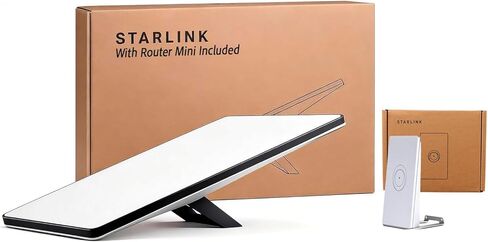 طقم الإنترنت عبر الأقمار الصناعية Starlink Mini (الجيل الرابع) - حزمة مع جهاز توجيه صغير - هوائي صفيف مرحلي عالي السرعة ومنخفض الكمون - إنترنت محمول للمركبات الترفيهية والتخييم والقوارب والعمل عن بعد والاستخدام خارج الشبكة in Kuwait