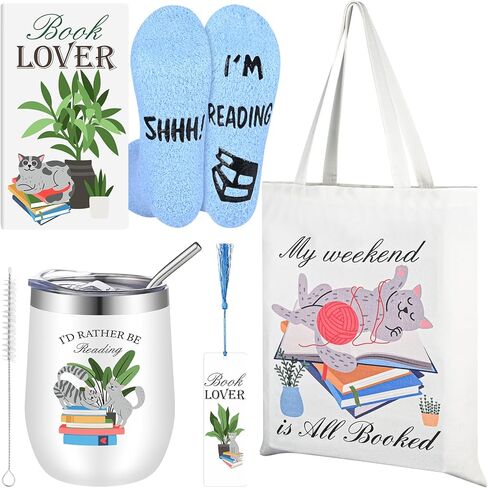 8 Pcs Book Lover Gifts for Women Gifts for Book Lovers Bookish Gift for Readers, Librarians, Bookworms, Women Reading Accessories Christmas Club Gift for Readers Bookworms in Saudi Arabia