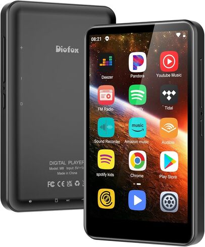 مشغل MP3 سعة 160 جيجابايت مع بلوتوث وواي فاي، ومشغل موسيقى ديوفوكس مع سبوتيفي، باندورا، موسيقى أمازون، شاشة لمس 4 بوصة مشغل MP3 أندرويد للأطفال مع ليبي، مسموع، سبوتيفاي كيدز (أسود) (160 جيجابايت أسود) in Kuwait