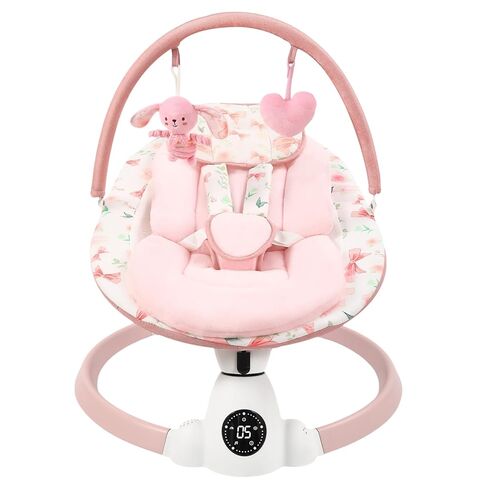 Baby Swing for Infants with 5 Swing Speeds, Portable Electric Baby Swing with Bluetooth, Touch Panel, 5-Point Harness, Indoor & Outdoor Use, Pink in Saudi Arabia