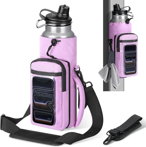MoKo Magnetic Gym Bag, Magnetic Water Bottle Holder with Clear Phone Pouch, Built-in 4 Magnets Fitness Bag for Men and Women Compatible with Most Water Bottles, Gym Accessories Gifts, Black in Saudi Arabia