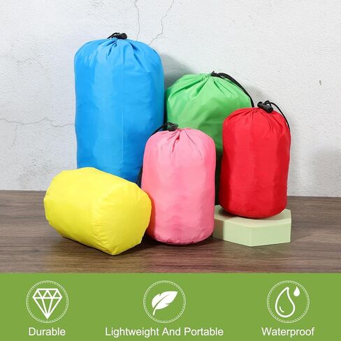 uxcell 5.1x8.1x9.8 Stuff Sack, 2 Pack Nylon Water Resistant Portable Drawstring Dust Flap Bags Stuff Sack Ultralight Dry Bag for Camping Hiking Backpacking Traveling, Sky Blue/Gray in Saudi Arabia