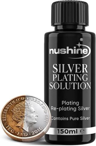 حل طلاء الفضة Nushine 1.7 أوقية - صفيحة فضية نقية بشكل دائم على الفضة البالية والنحاس والنحاس والبرونز (صيغة صديقة للبيئة) in Kuwait