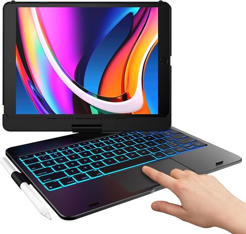 typecase Touch iPad 9th Generation Case with Keyboard (10.2", 2021), Multi-Touch Trackpad, 10 Color Backlight, 360° Rotatable, Thin & Light for iPad 8th Gen, 7th Gen, Air 3, Pro 10.5 (Midnight Green) in Kuwait