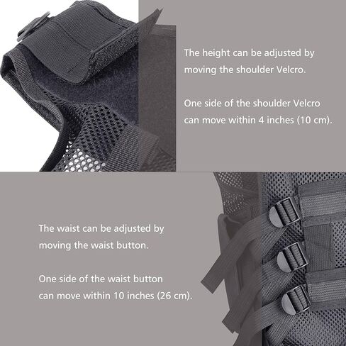 سترة Airsoft للبالغين قابلة للتعديل S-XXXXL، سترة تكتيكية للرجال خفيفة الوزن ومسامية من النايلون 600D، سترة قتالية للشباب لتدريب كرة الطلاء باللون الأسود in Kuwait