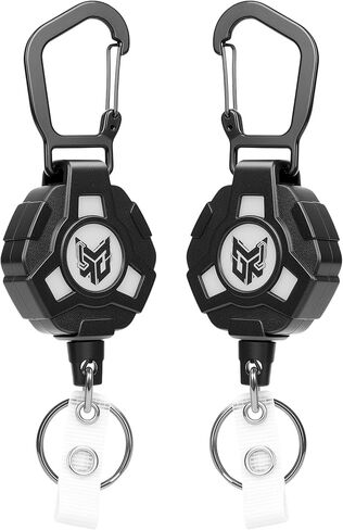 2-Pack Retractable Keychain, Heavy Duty Carabiner Badge Holder, Tactical ID Badge Reel Key Chain with 31.5" Steel Retractable Cord, 8.0 oz in Saudi Arabia