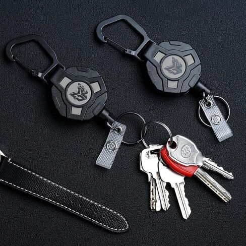 2-Pack Retractable Keychain, Heavy Duty Carabiner Badge Holder, Tactical ID Badge Reel Key Chain with 31.5" Steel Retractable Cord, 8.0 oz in Saudi Arabia