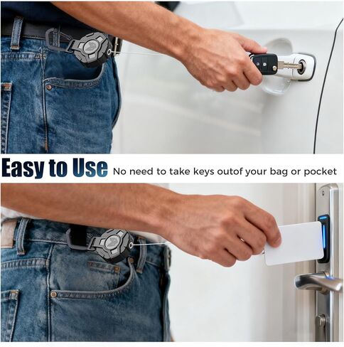 2-Pack Retractable Keychain, Heavy Duty Carabiner Badge Holder, Tactical ID Badge Reel Key Chain with 31.5" Steel Retractable Cord, 8.0 oz in Saudi Arabia