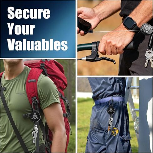 2-Pack Retractable Keychain, Heavy Duty Carabiner Badge Holder, Tactical ID Badge Reel Key Chain with 31.5" Steel Retractable Cord, 8.0 oz in Saudi Arabia