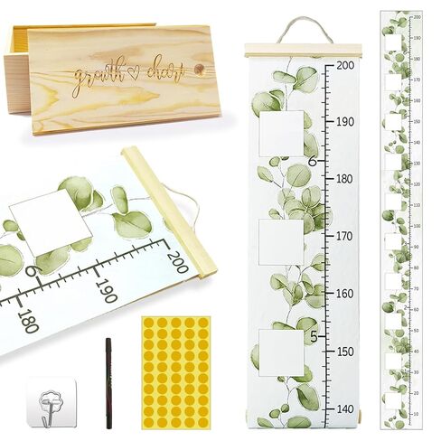 Wild Natural Flowers Baby Growth Height Chart with Keepsake Box Hook Pen Set 79 Inches Removable Ruler Measuring Chart Waterproof Canvas Measure Removable Wall Decor for Baby Kids Toddlers in Saudi Arabia