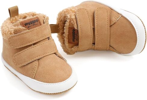 HsdsBebe Baby Ankle Boots Infant Boys Girls Fleece Booties Anti-Slip Rubber Sole Sneakers Toddler Newborn Walking Crib Shoes in Saudi Arabia