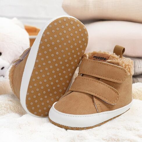 HsdsBebe Baby Ankle Boots Infant Boys Girls Fleece Booties Anti-Slip Rubber Sole Sneakers Toddler Newborn Walking Crib Shoes in Saudi Arabia
