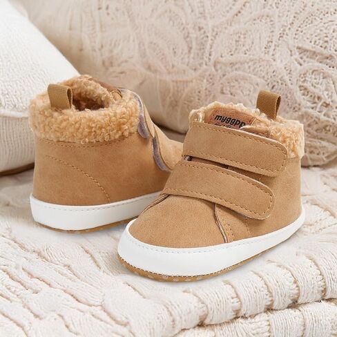 HsdsBebe Baby Ankle Boots Infant Boys Girls Fleece Booties Anti-Slip Rubber Sole Sneakers Toddler Newborn Walking Crib Shoes in Saudi Arabia