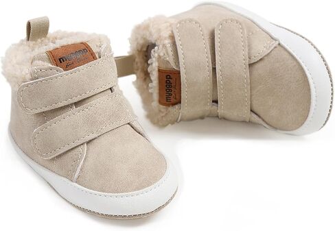 HsdsBebe Baby Ankle Boots Infant Boys Girls Fleece Booties Anti-Slip Rubber Sole Sneakers Toddler Newborn Walking Crib Shoes in Saudi Arabia