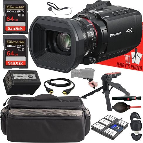 Panasonic HC-X1200 UHD 4K HDMI Camcorder with 24x Zoom + 2PC 64 GB Memory + Camera Carrying Case + Hand Grip Tripod + Deluxe Cleaning Kit + More (14pc Bundle) in Saudi Arabia