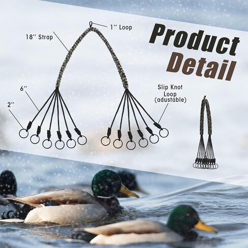 4 Pack Duck Hunting Accessories, Waterfowl Goose Hunting Accessories Strap Game Carrier with 2 Duck Calls, 12 Adjustable Loops for Outdoor Predator Gear Hunter Gifts in Saudi Arabia