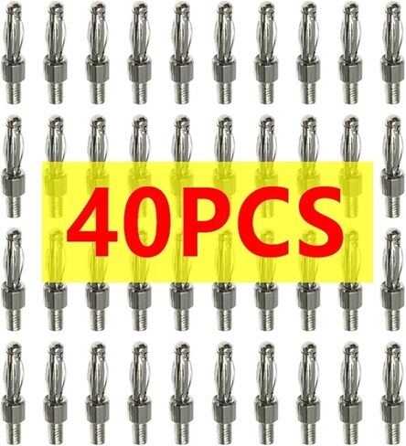40PCS 4mm Banana with Thread 3mm / 4mm for Panel Mount M3 / M4 Bolt Fitted Uninsulated Adaptor Connector Plugs(4MM Thread 40pcs) in Saudi Arabia