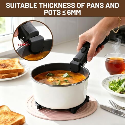 2PCS Removable Handle, Pot Handles, Carote Handle Replacement, Universal Detachable Cookware Handles Replacement, Black in Saudi Arabia