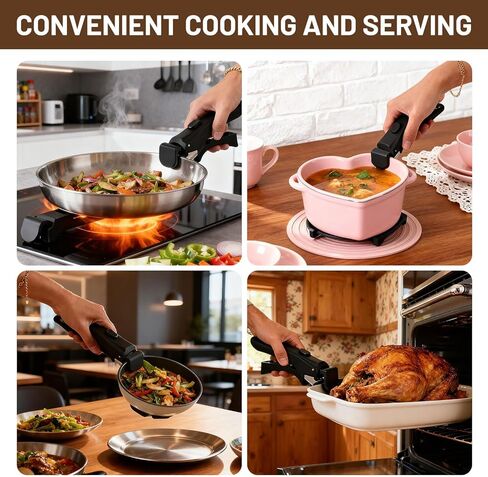 2PCS Removable Handle, Pot Handles, Carote Handle Replacement, Universal Detachable Cookware Handles Replacement, Black in Saudi Arabia