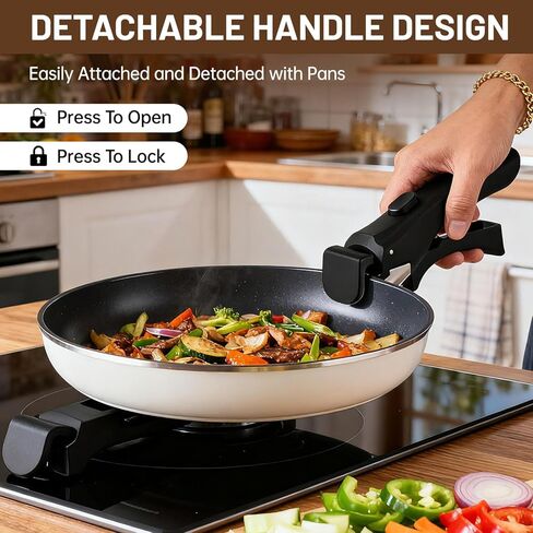 2PCS Removable Handle, Pot Handles, Carote Handle Replacement, Universal Detachable Cookware Handles Replacement, Black in Saudi Arabia