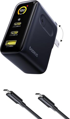 Baseus Picogo 140W USB C Charger, 4-Port Multi-Device Fast Charging Laptop Charger with Smart Display & Touch Control, GaN Power Adapter for MacBook Pro, iPhone 17/16, Pixel, Steam Deck in Saudi Arabia