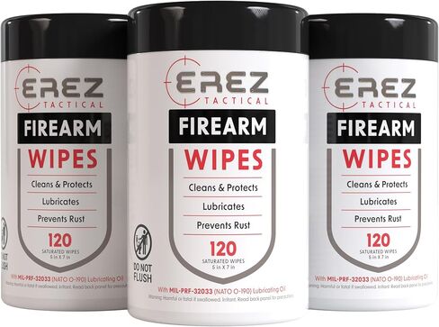 Gun Cleaning Supplies: 120 Gun Cleaning Wipes, 5"x7" CLP Gun Cleaner Lubricant - Clean, Lubricate, Protect - MIL-PRF-32033 (NATO O-190) Field & Range Gun Cleaning Cloth in Kuwait