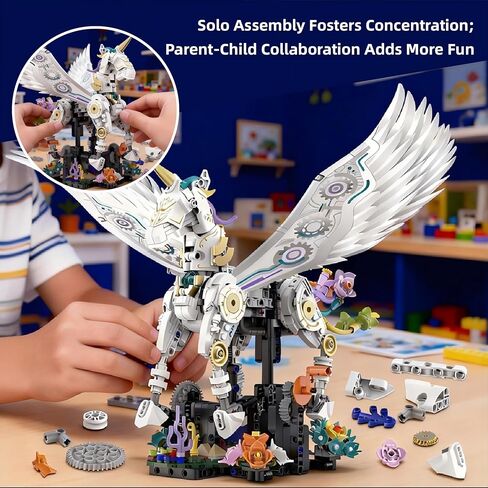 Biomechanical Unicorn Building Set – STEM Educational Toy, Hands-on Construction with Synchronized Flapping & Walking Motion, Perfect for Kids Aged 8-14, Birthday & Valentine’s Day Gift in Saudi Arabia