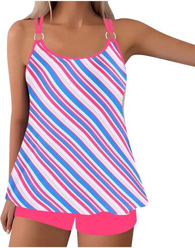 DASAYO Tankini ملابس السباحة للنساء مقاس كبير للتحكم في البطن قطعتين ثوب سباحة مع شورت تغطية كاملة ملابس سباحة رياضية in Saudi Arabia