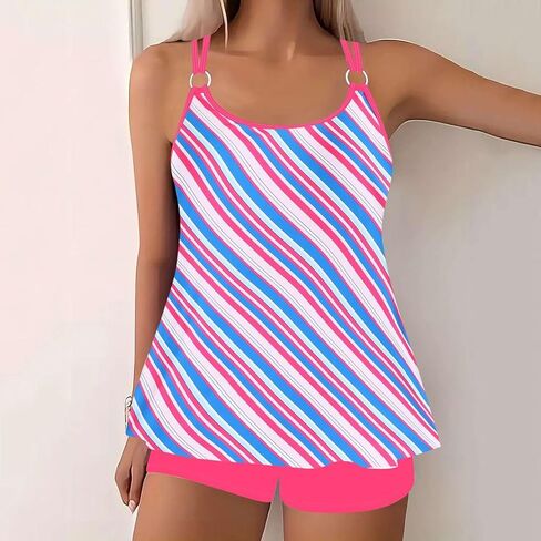 DASAYO Tankini ملابس السباحة للنساء مقاس كبير للتحكم في البطن قطعتين ثوب سباحة مع شورت تغطية كاملة ملابس سباحة رياضية in Saudi Arabia
