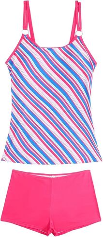 DASAYO Tankini ملابس السباحة للنساء مقاس كبير للتحكم في البطن قطعتين ثوب سباحة مع شورت تغطية كاملة ملابس سباحة رياضية in Saudi Arabia