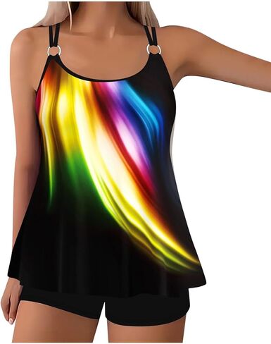 DASAYO Tankini Swimsuits for Women Plus Size Tummy Control 2 Piece Bathing Suit with Shorts Full Coverage Athletic Swimwear in Kuwait