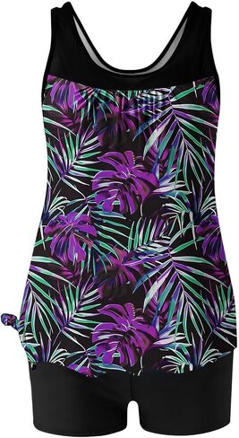 Tankini Swimsuits for Women 2026 Two Piece Bathing Suits Floral Print Tank Top with Boyshorts Modest Swimsuits in Saudi Arabia