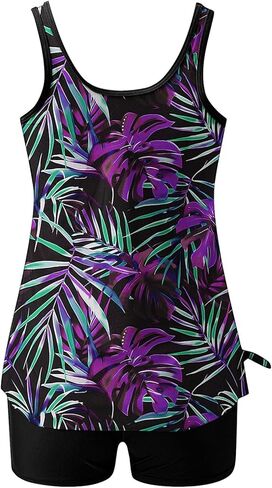 Tankini Swimsuits for Women 2026 Two Piece Bathing Suits Floral Print Tank Top with Boyshorts Modest Swimsuits in Saudi Arabia