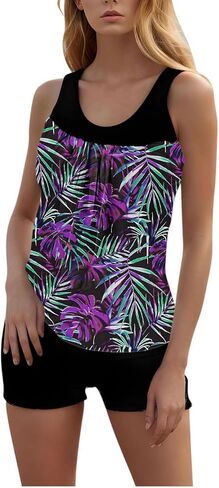 Tankini Swimsuits for Women 2026 Two Piece Bathing Suits Floral Print Tank Top with Boyshorts Modest Swimsuits in Saudi Arabia