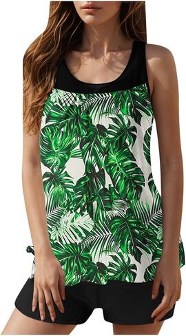 Tankini Swimsuits for Women 2026 Two Piece Bathing Suits Floral Print Tank Top with Boyshorts Modest Swimsuits in Saudi Arabia