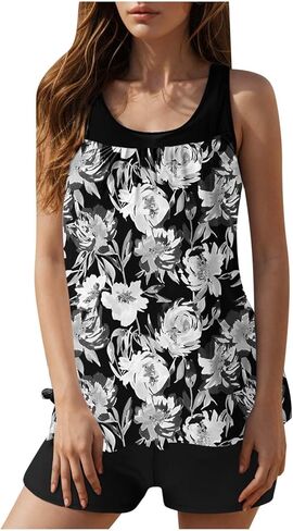 Tankini Swimsuits for Women 2026 Two Piece Bathing Suits Floral Print Tank Top with Boyshorts Modest Swimsuits in Saudi Arabia