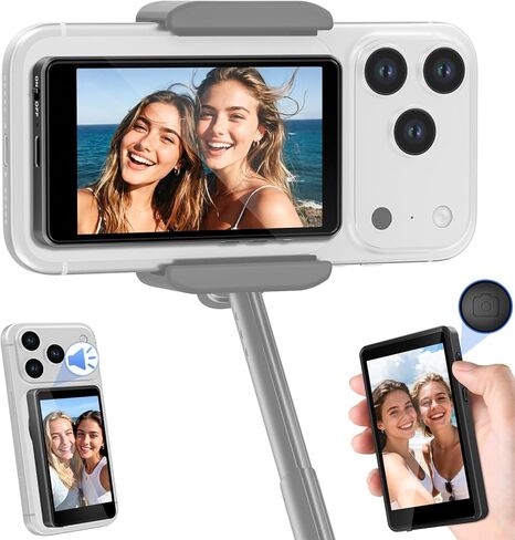 Selfie Monitor Screen for iPhone 17 & Android,Magnetic Wireless 4K Back Camera Monitor with Remote Zoom & Shoot, Built-in Speaker, 1500mAh Battery, for YouTube TikTok Vlogging, Live Stream (Black) in Kuwait