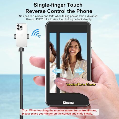 Newmowa Magnetic Vlog Selfie Monitor Screen for iPhone, Touchscreen and Zoom Adjustment, Wireless Rear Camera Monitor for Vlog, TikTok, Support 4K 30fps Wireless Recording for iPhone 15/16/17(Grey) in Saudi Arabia