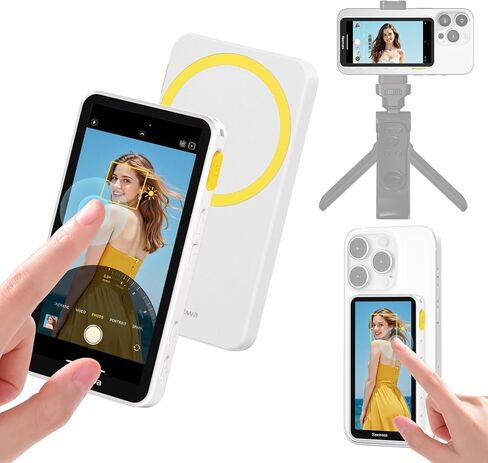 Newmowa Magnetic Vlog Selfie Monitor Screen for iPhone, Touchscreen and Zoom Adjustment, Wireless Rear Camera Monitor for Vlog, TikTok, Support 4K 30fps Wireless Recording for iPhone 15/16/17(Grey) in Saudi Arabia