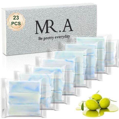 MR.A 23pcs Handmade Travel Soap, Mini Olive Hand Soap Individually Wrapped, Body Bath Gentle Bars Men Women, Travel Size Toiletries for Homeless and Hotel, Essentials Wash for Guest Bathroom in Saudi Arabia
