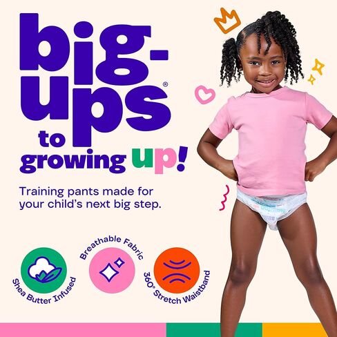 سروال تدريب على استخدام المرحاض من The Happy Hues Big-Ups 4T-5T (38-50 رطلاً) - سروال تدريب للجنسين مع نعومة زبدة الشيا وحماية من التسرب وجوانب سهلة التمزيق - سروال تدريب على استخدام المرحاض للأطفال الصغار - 42 قطعة in Kuwait