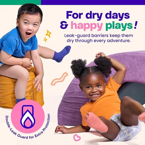 سروال تدريب على استخدام المرحاض من The Happy Hues Big-Ups 4T-5T (38-50 رطلاً) - سروال تدريب للجنسين مع نعومة زبدة الشيا وحماية من التسرب وجوانب سهلة التمزيق - سروال تدريب على استخدام المرحاض للأطفال الصغار - 42 قطعة in Kuwait