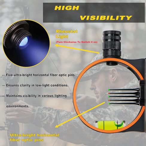 Archery Bow Sight Adjustable True Fiber Optics Sight with Rheostat Light for Compound Bow in Saudi Arabia