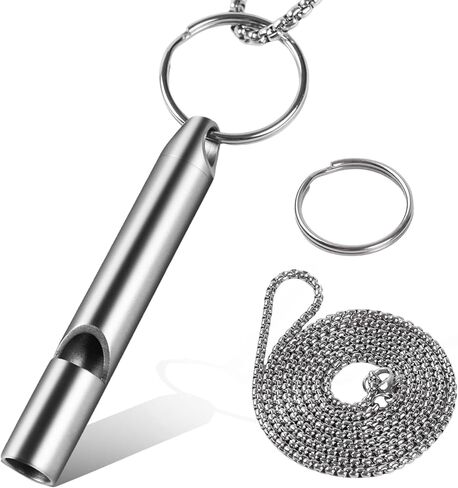 Titanium Emergency Whistle, Gray, 2 Inches Length, 120db Loud Safety Whistle with Necklace Chain, for Survival, Hiking, Camping, Pet Training in Saudi Arabia
