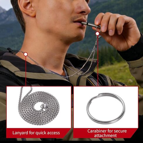 Titanium Emergency Whistle, Gray, 2 Inches Length, 120db Loud Safety Whistle with Necklace Chain, for Survival, Hiking, Camping, Pet Training in Saudi Arabia