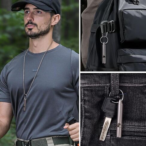 Titanium Emergency Whistle, Gray, 2 Inches Length, 120db Loud Safety Whistle with Necklace Chain, for Survival, Hiking, Camping, Pet Training in Saudi Arabia