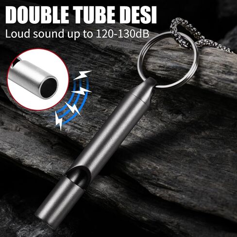 Titanium Emergency Whistle, Gray, 2 Inches Length, 120db Loud Safety Whistle with Necklace Chain, for Survival, Hiking, Camping, Pet Training in Saudi Arabia