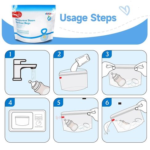 Microwave Steam Sterilizer Bags 12pc for Baby Bottles, Soothers, in Kuwait